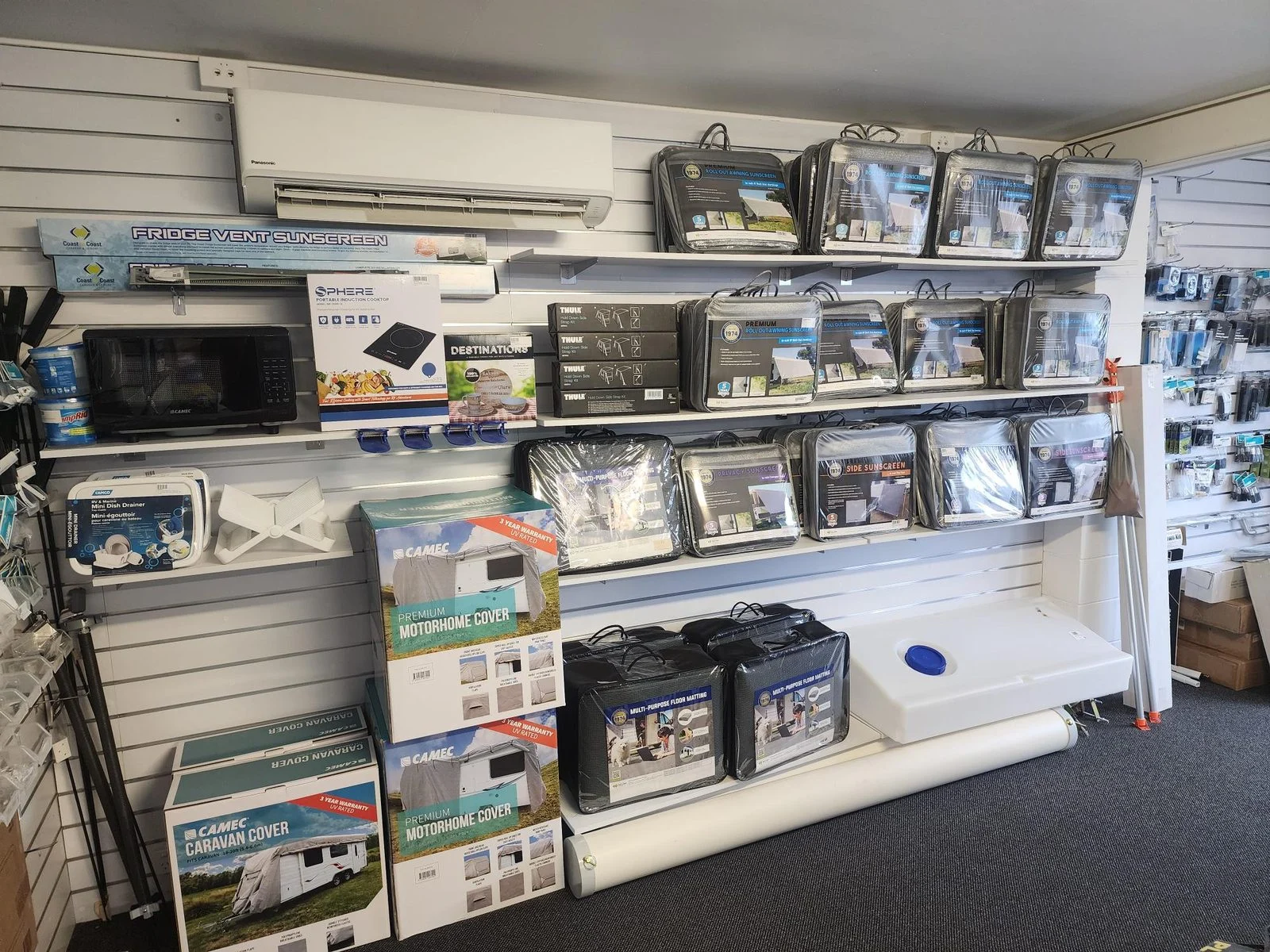 Caravan awning sunscreens and shade walls