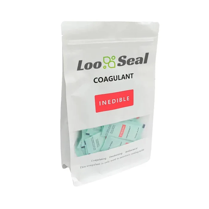LooSeal Super Absorber coagulant sachets in a 30 pack