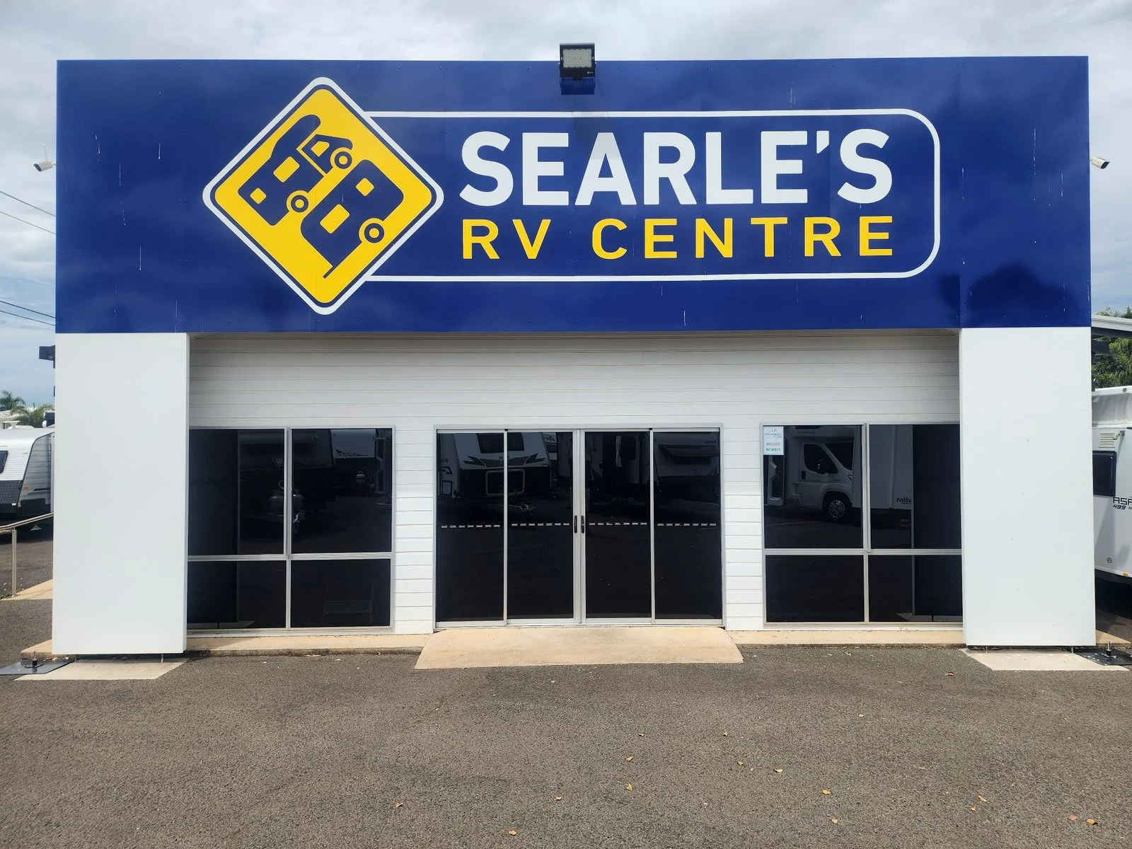 Searle's RV Centre showroom front, Cnr Takalvan St and Enterprise St, Svensson Heights, Bundaberg